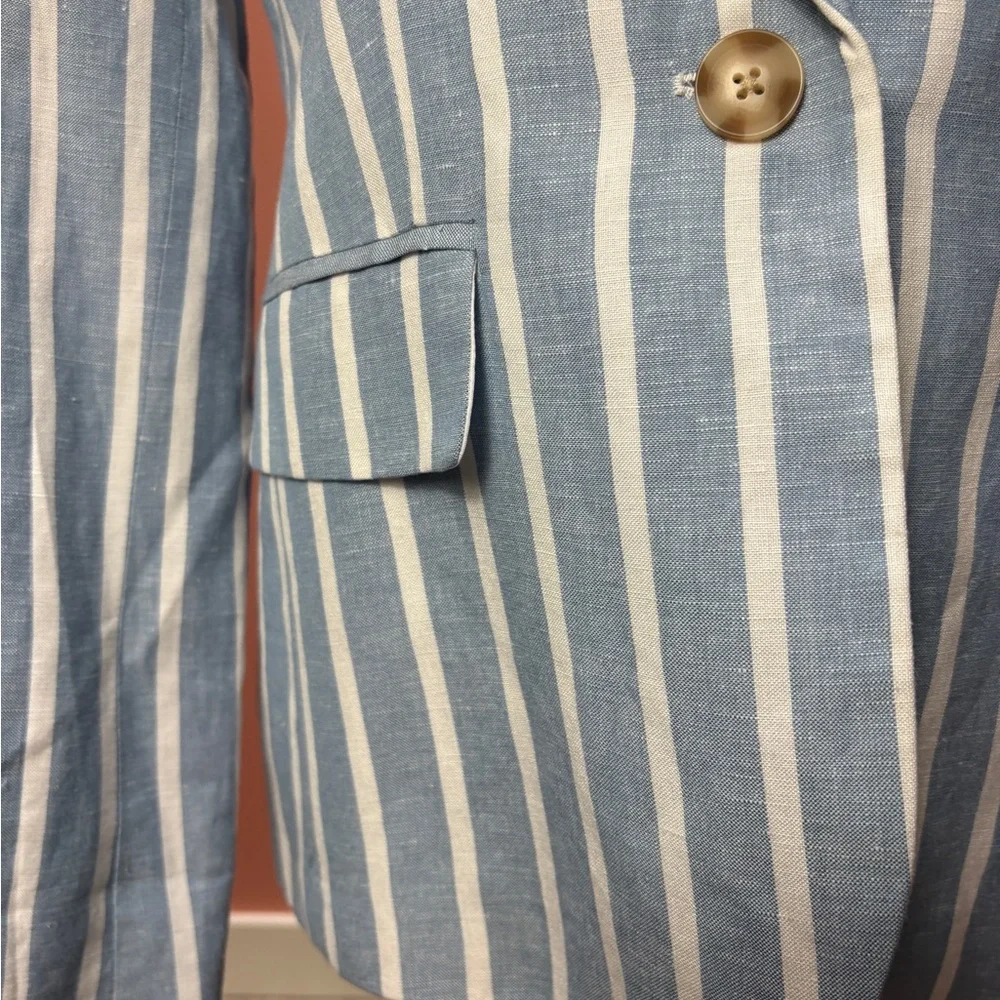 Philosophy Blue & White Striped Linen Blend Blazer – Sz S - Picture 7 of 9